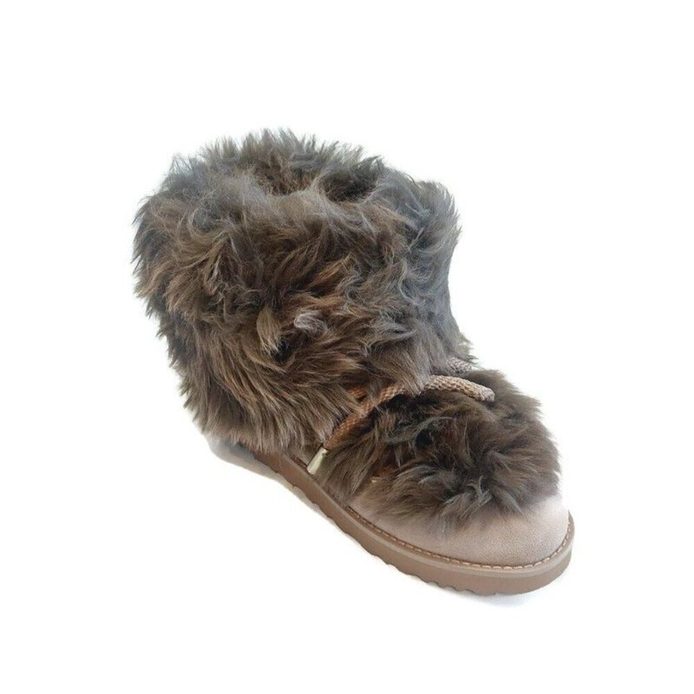 UGG Womens Size 6 Classic Posh Mini Fur Longhair Sheepskin Suede Boots Beachwood